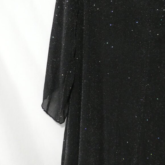 EARO | 1XL | Elegant Black Shimmer Knee Length Long Sleeve V-Neck Dress - Picture 13 of 16